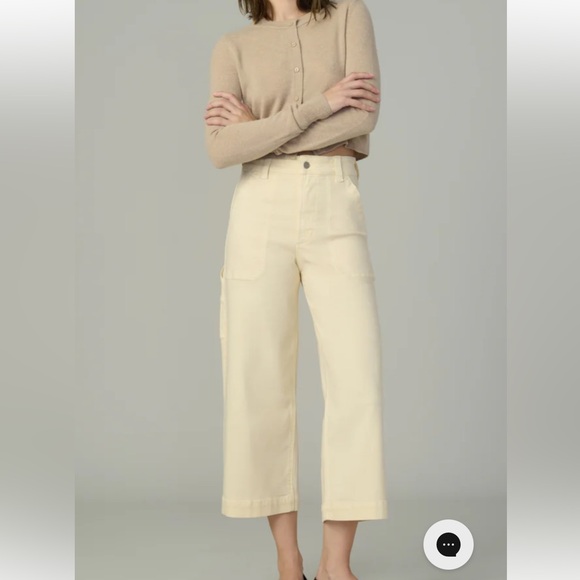 NWT Joes jeans Chloe utility high rise wide leg crop jeans in crème brûlée sz 29 - Picture 2 of 12